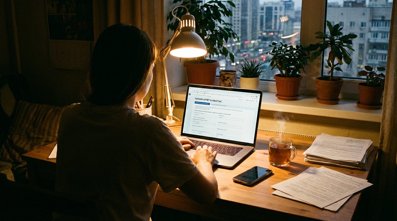 Человек подаёт отчёт онлайн